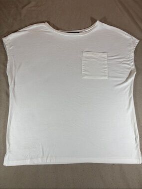 Women's White Short Sleeve Pocket Tee